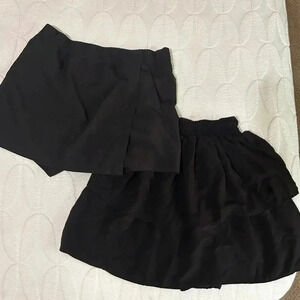 2 black skirt/skorts. Size XL 14/16 Old Navy black skort & SO brand tiered skirt